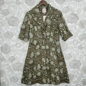 NEW Anthropologie Young Essence Paisley Embroidered  Long Blazer Tab Sleeve M